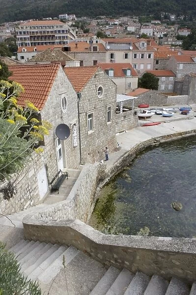 Stairs down to bay, Dubrovnik, Dalmatian Coast, Croatia, Europe