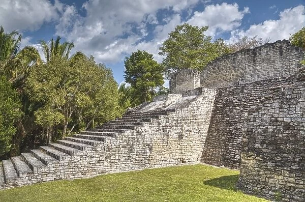 Stairway to the Acropolis, Kohunlich, Mayan archaeological site, Quintana Roo, Mexico