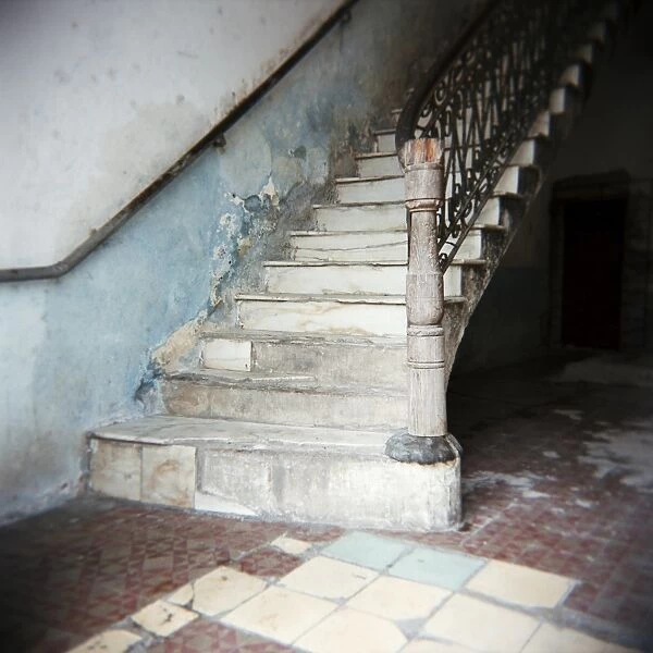 Stairway in apartment block, Cienfuegos, Cuba, West Indies, Central America