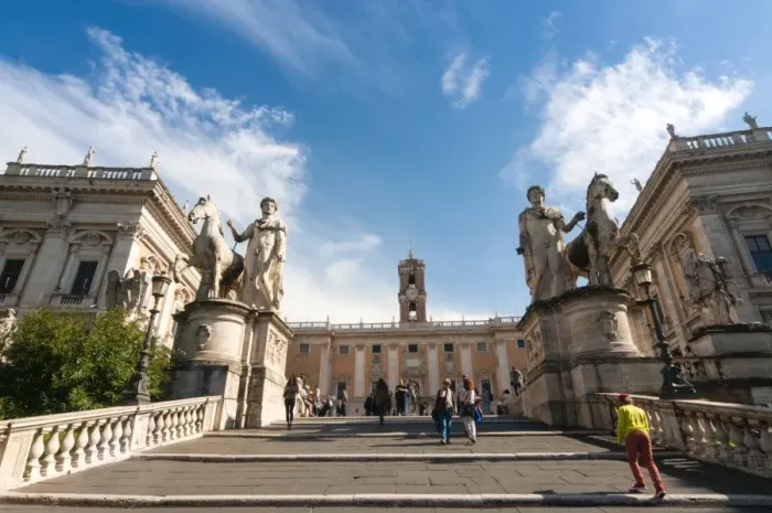 Framed Print : Stairway (Cordonata) to Capitoline Hill, Castor and Pollux (Dioskouri) statues, Campidoglio Framed Print : Stairway (Cordonata) to Capitoline Hill, Castor and Pollux (Dioskouri) statues, Campidoglio