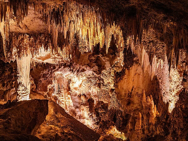 Stalactites in the main cave at Carlsbad Caverns National Park, UNESCO World Heritage Site, located in the Guadalupe Mountains, New Mexico, United States of America, North America