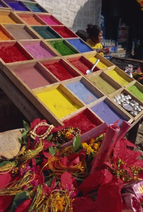 Framed Print : Stall selling coloured powder for rituals at entrance to Pashupatinath Temple Framed Print : Stall selling coloured powder for rituals at entrance to Pashupatinath Temple