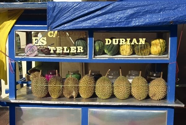 Stall selling durian fruit