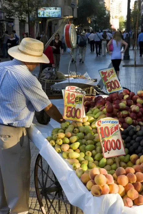 Framed Print : Stall selling fruit in central Santiago on Avenue O Higgins, Santiago Framed Print : Stall selling fruit in central Santiago on Avenue O Higgins, Santiago