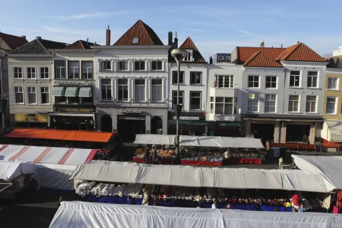 Framed Print : Stalls set for market day at the Grote Markt (Big Market), central square in Breda Framed Print : Stalls set for market day at the Grote Markt (Big Market), central square in Breda