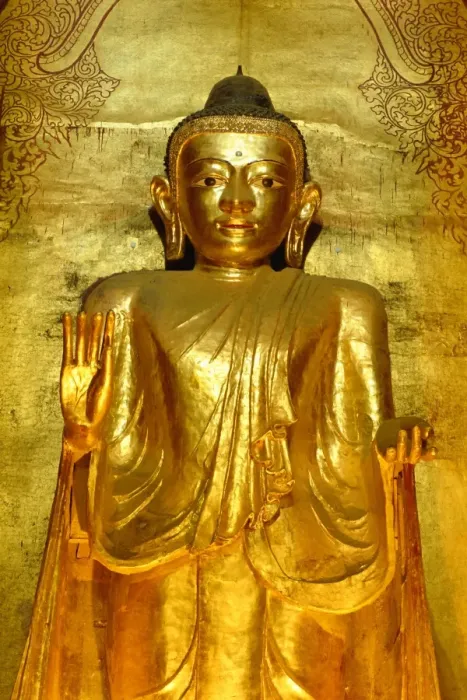 Framed Print : Standing Buddha statue, Ananda Pahto Temple, Bagan (Pagan), Myanmar (Burma)