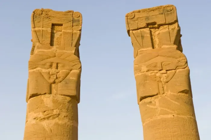 Framed Print : The standing columns of the temple of the goddess Mut at Jebel Barkal, UNESCO World Heritage Site Framed Print : The standing columns of the temple of the goddess Mut at Jebel Barkal, UNESCO World Heritage Site