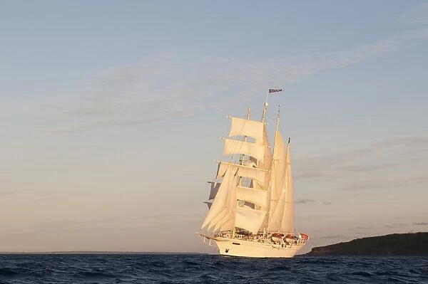 Star Clipper sailing cruise ship, Terre de Haut, Iles des Saintes, Guadeloupe, West Indies, French Caribbean, France, Central America