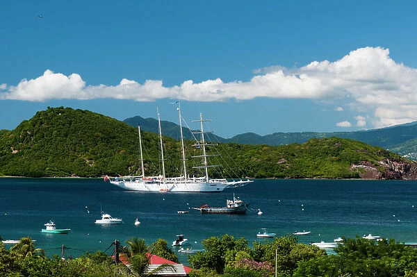 Star Clipper sailing cruse ship, Le Bourg, Iles des Saintes, Terre de Haut, Guadeloupe, West Indies, French Caribbean, France, Central America