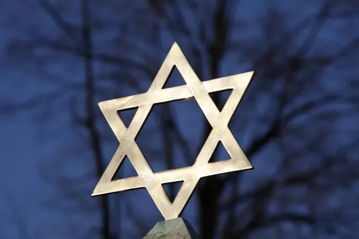 Framed Print : Star of David on top of a gravestone, Bagneux, Hauts-de-Seine, France, Europe