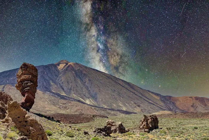 Framed Print : Starry night sky over majestic mountain landscape with Milky Way visible and rocky terrain in the foreground, Teide National Park, UNESCO World Heritage Site, Tenerife, Canary Islands, Spain, Atlantic, Europe Framed Print : Starry night sky over majestic mountain landscape with Milky Way visible and rocky terrain in the foreground, Teide National Park, UNESCO World Heritage Site, Tenerife, Canary Islands, Spain, Atlantic, Europe