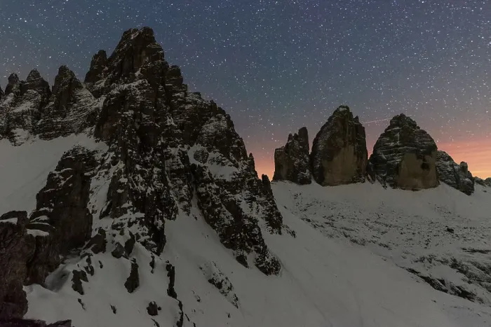 Framed Print : Starry night over Tre Cime di Lavaredo (Lavaredo peaks) and Paterno mountain, winter view, Sesto (Sexten), Dolomites, South Tyrol, Italy, Europe Framed Print : Starry night over Tre Cime di Lavaredo (Lavaredo peaks) and Paterno mountain, winter view, Sesto (Sexten), Dolomites, South Tyrol, Italy, Europe