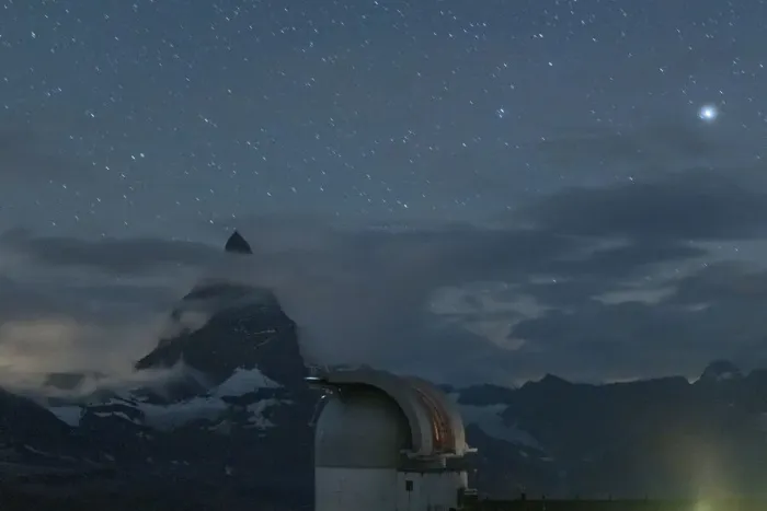 Framed Print : Stars over Matterhorn viewed from the observatory tower of Kulmhotel Gornergrat, Zermatt Framed Print : Stars over Matterhorn viewed from the observatory tower of Kulmhotel Gornergrat, Zermatt