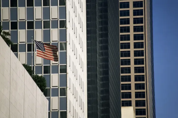 Framed Print : Stars and Stripes and skyscrapers Framed Print : Stars and Stripes and skyscrapers