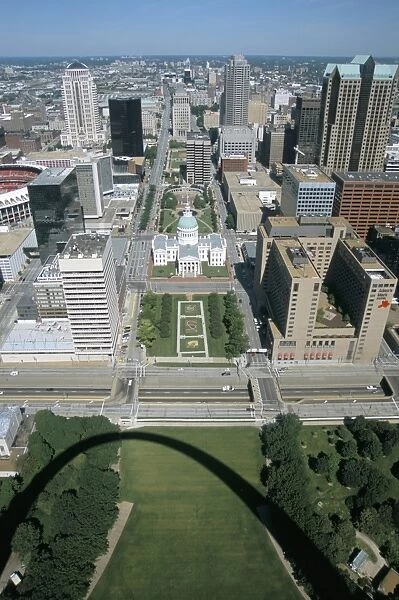 State capitol and downtown seen from Gateway Arch