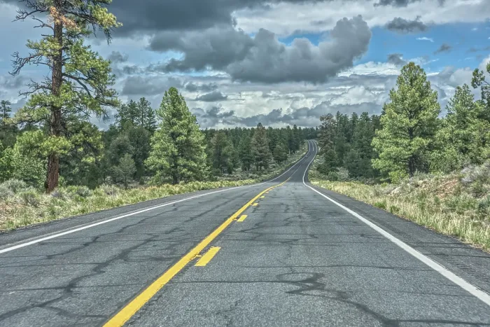 Framed Print : State Route 64 heading north to Grand Canyon South Rim, Arizona, USA Framed Print : State Route 64 heading north to Grand Canyon South Rim, Arizona, USA