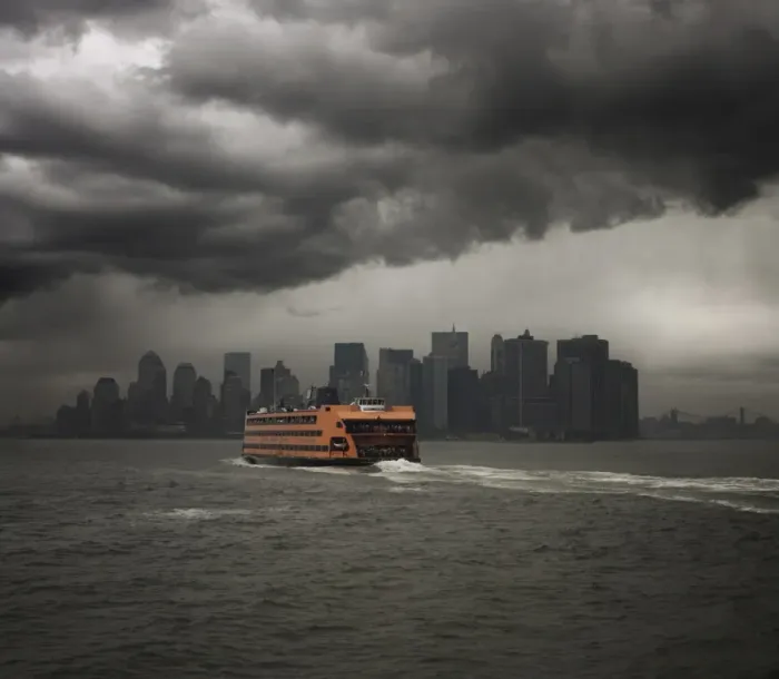 Framed Print : Staten Island ferry sailing towards Manhattan, New York, United States of America Framed Print : Staten Island ferry sailing towards Manhattan, New York, United States of America