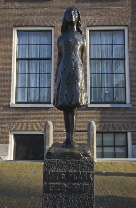 Framed Print : Statue of Anne Frank outside Westerkerk church, Amsterdam, Netherlands, Europe Framed Print : Statue of Anne Frank outside Westerkerk church, Amsterdam, Netherlands, Europe