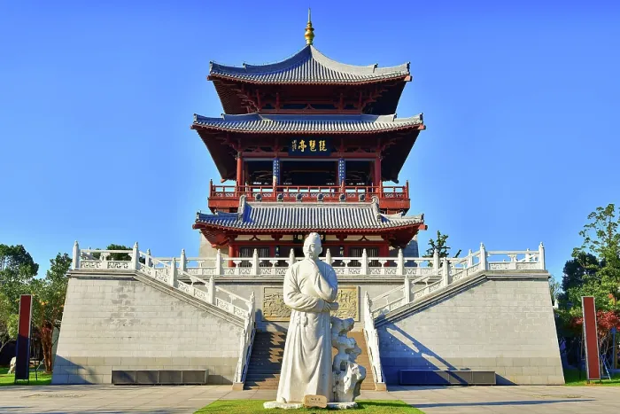 Framed Print : Statue of Baijuyi at the Pipa Pavilion, Jiujiang City, Jiangxi Province, China