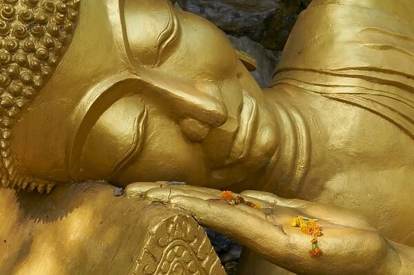 Detail of statue of Buddha, Phu Si Hill, Luang Prabang, UNESCO World Heritage Site