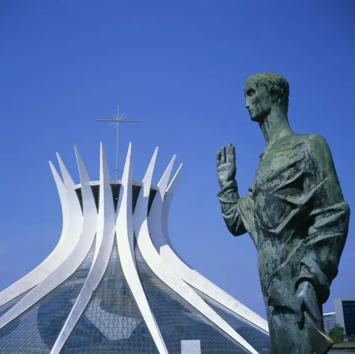 Framed Print : Statue before the Catedral Metropolitana, Brasilia, UNESCO World Heritage Site Framed Print : Statue before the Catedral Metropolitana, Brasilia, UNESCO World Heritage Site