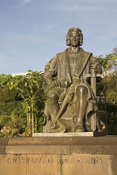 Statue of Christopher Columbus, Santa Catarina Park, Funchal, Madeira, Portugal, Europe