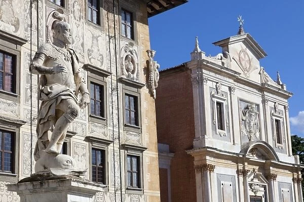 Statue of Cosimo I, The Knights Palace, and The Church of Saint Stephen of The Knights
