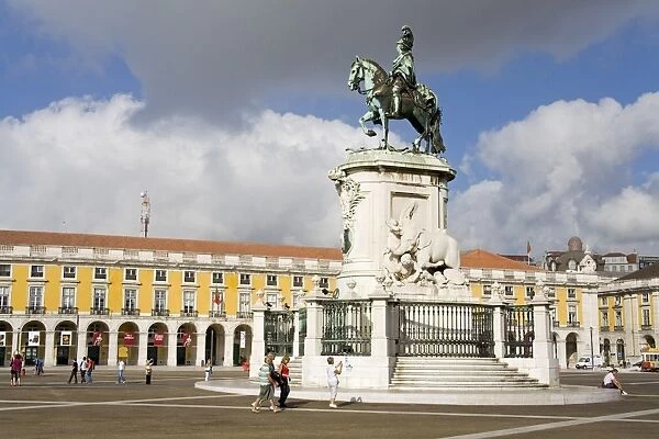 Statue of Dom Jose in Praca do Comercio, Baixa District, Lisbon, Portugal, Europe