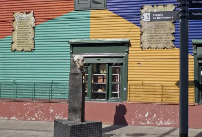 Framed Print : Statue of famous local painter Quinquela Martin at Caminito alley in the Boca, old Framed Print : Statue of famous local painter Quinquela Martin at Caminito alley in the Boca, old