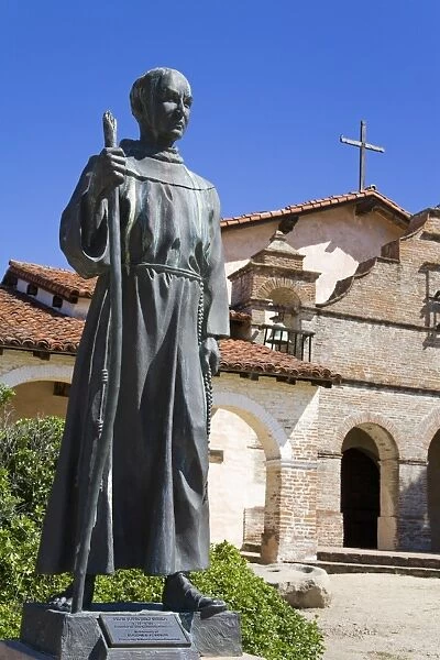 Statue of Father Junipero Serra outside Mission San Antonio, Monterey County