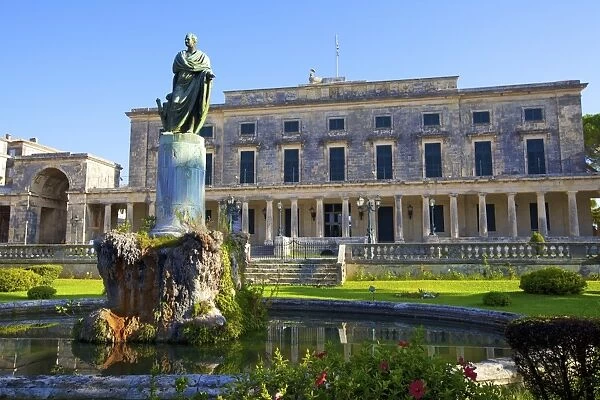 Statue of Frederick Adam in front of the Palace of St. Michael and St. George, Corfu Old Town