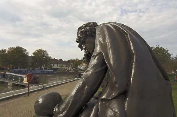Statue of Hamlet in Canal Basin, Stratford upon Avon, Warwickshire, England