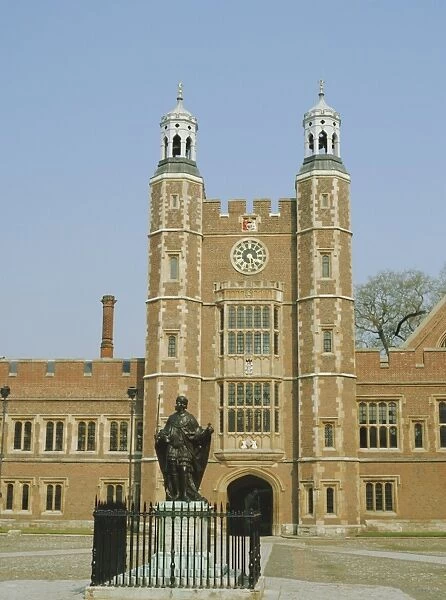 Statue of Henry VI, the Founder, and Luptons Tower, Eton College, Berkshire