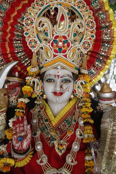Statue of the Hindu goddess Durga, Goverdan, Uttar Pradesh, India, Asia