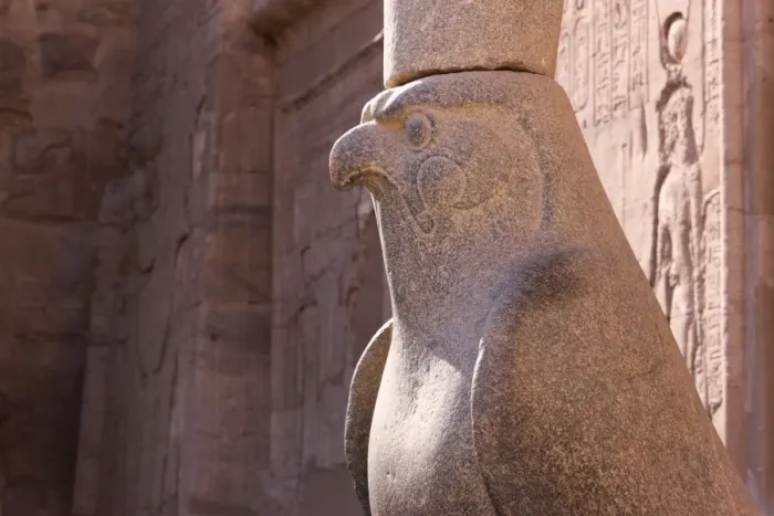 Framed Print : Statue of Horus in the ancient Egyptian Temple of Edfu, Egypt, North Africa, Africa Framed Print : Statue of Horus in the ancient Egyptian Temple of Edfu, Egypt, North Africa, Africa