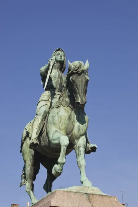 Framed Print : A statue of Joan of Arc riding her horse in Place du Martroi, Orleans, Loiret, France
