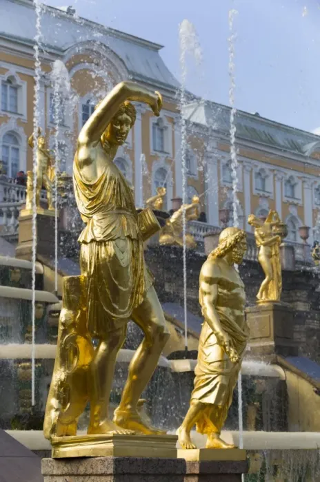 Framed Print : Statue of Jupiter to left in foreground, Great Cascade in the background, Peterhof Framed Print : Statue of Jupiter to left in foreground, Great Cascade in the background, Peterhof