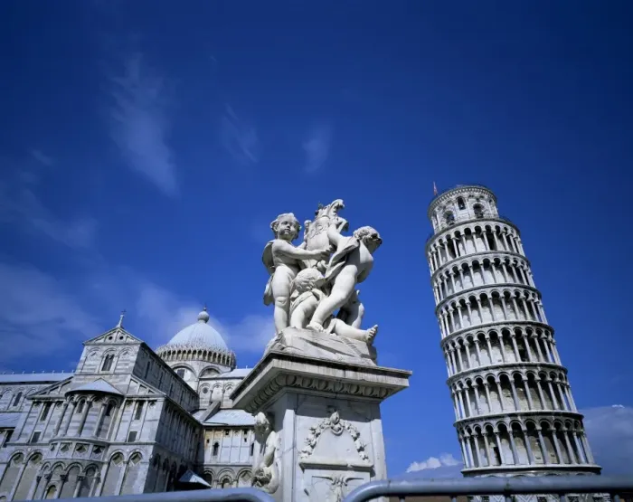 Framed Print : Statue, Leaning Tower and Duomo