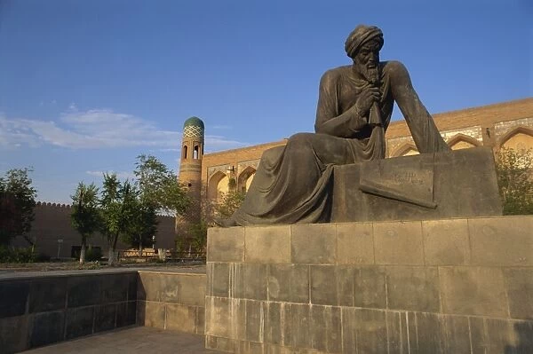 Statue of mathematician Al-Khorezmi, Khiva, Uzbekistan, Central Asia, Asia
