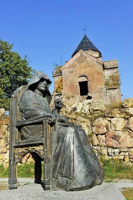 Framed Print : Statue of Mkhitar Gosh, 1130-1213, writer, thinker, priest, founder of Goshavank Monastery, Gosh village, Dilijan National Park, Tavush region, Armenia, Eurasia