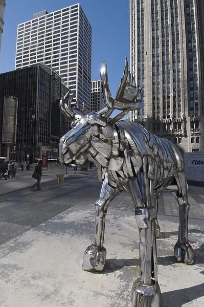 Statue of Moose, near Tribune Building, Chicago, Illinois, United States of America