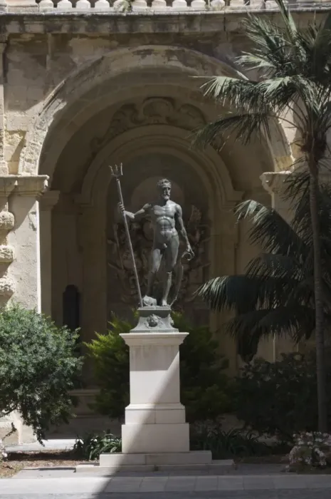Framed Print : Statue of Neptune in the Neptune Courtyard of the Grand Masters Palace Framed Print : Statue of Neptune in the Neptune Courtyard of the Grand Masters Palace