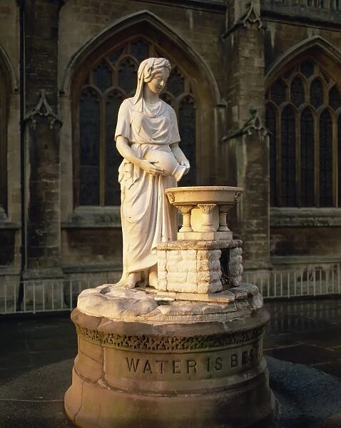 Statue outside Bath Abbey, Bath, Avon, England, United Kingdom, Europe