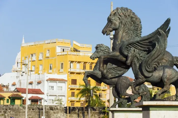 Framed Print : Statue of Pegasus, Old Town, UNESCO World Heritage Site, Cartagena, Colombia Framed Print : Statue of Pegasus, Old Town, UNESCO World Heritage Site, Cartagena, Colombia