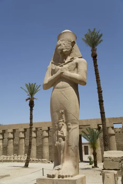 Framed Print : Statue of Ramses II with his daughter Benta-Anta, Forecourt, Karnak Temple, Luxor Framed Print : Statue of Ramses II with his daughter Benta-Anta, Forecourt, Karnak Temple, Luxor