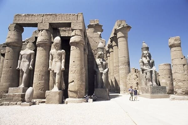 Statue of Ramses II in the Great Court of Ramses II, Luxor Temple, Luxor