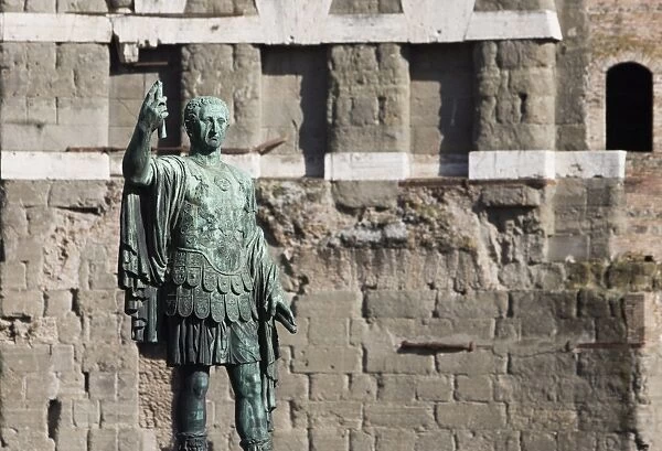 Statue of Roman soldier in front of Trajans Forum, Via Dei Fori Imperiali