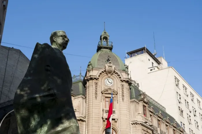 Framed Print : Statue of Salvador Allende in Plaza de la Constitution, Santiago, Chile, South America Framed Print : Statue of Salvador Allende in Plaza de la Constitution, Santiago, Chile, South America