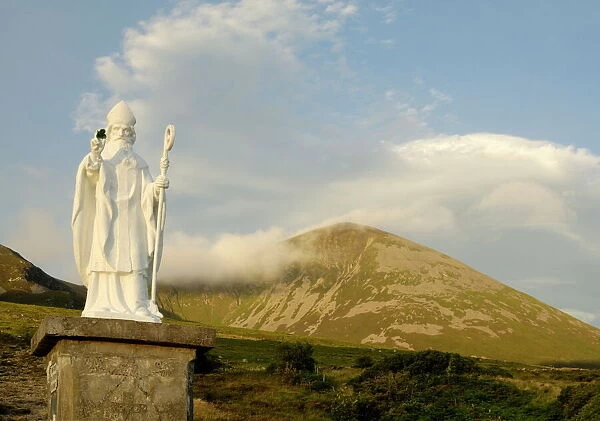 Statue of St. Patrick at the base of Croagh Patrick mountain