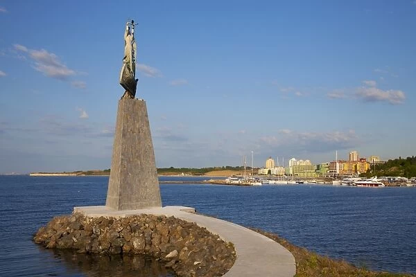 Statue of St. Nicholas in South Nessebar Bay, Nessebar, Bulgaria, Black Sea, Europe